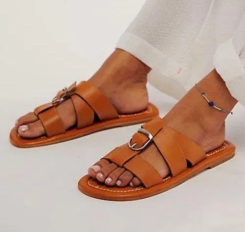 Free People Sloan Buckle Sandals in Cinnamon Clay/Cognac - Image 2