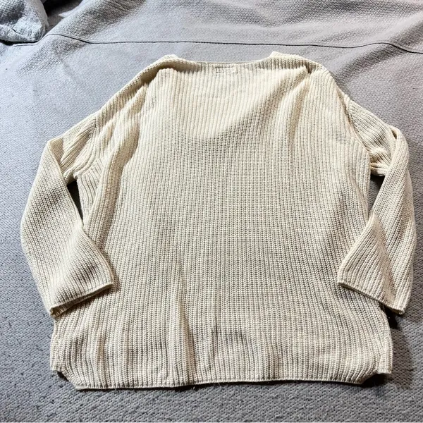 Urban Outfitters Cream Ivory Ribbed Knit Chunky Oversized V Neck Sweater Small - Image 5