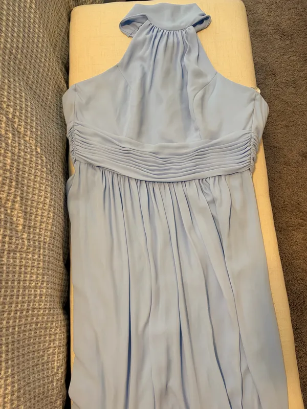 David's Bridal Bridesmaid Dress Blue Halter - Image 2