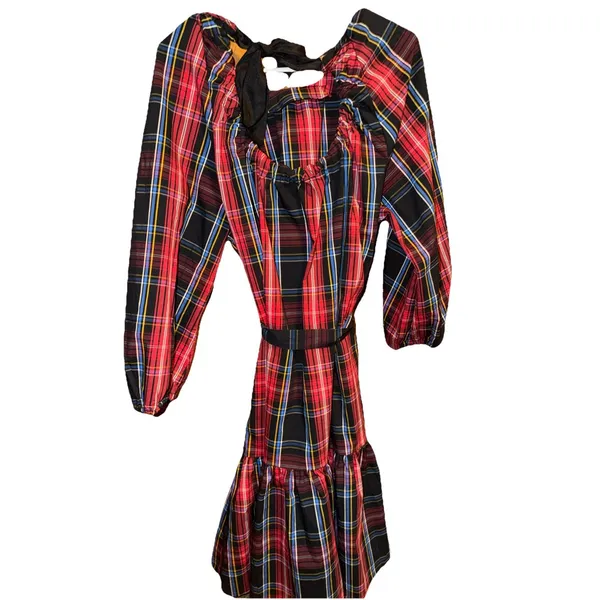 Draper James RSVP Tiered Red And Black Christmas Dress With‎ Bow - Image 8