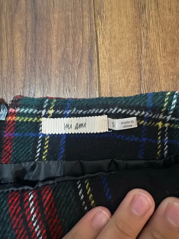 Francesca's Skirt red and green plaid - Image 3