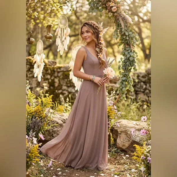Show Me Your Mumu Sleeveless Maxi Dress in Soft Taupe. Size XS - Image 2