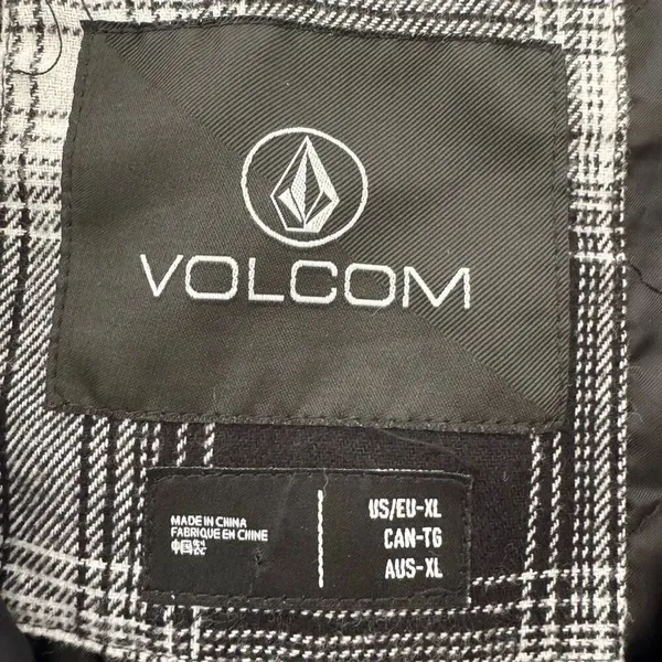 Volcom Hooded Black White Checkered Cotton Blend Ski Snowboard SZ XL # 2518 - Image 6