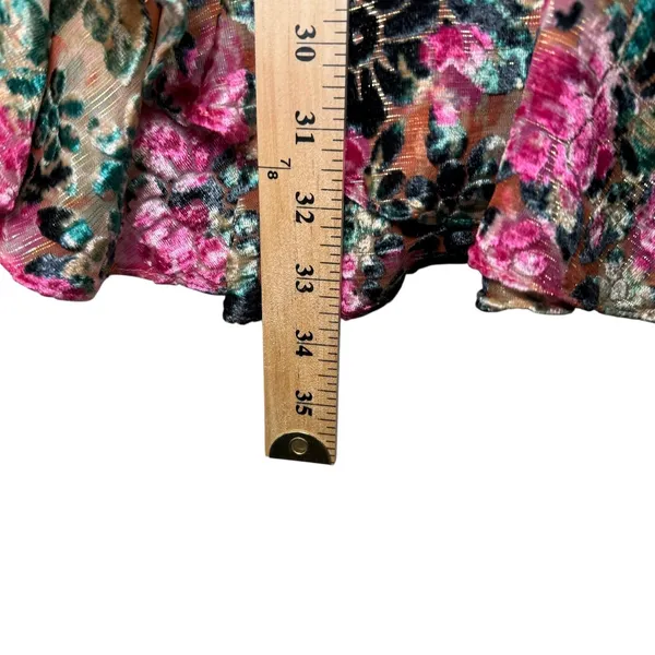 HEMANT‎ & NANDITA One Shoulder Floral Metallic Ruffle Mini Dress XL FLAWED - Image 11