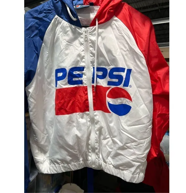 Pepsi Cola Wind Breaker Jacket Zip Up Retro Logo Spell Out Women's Size Medium - Image 3