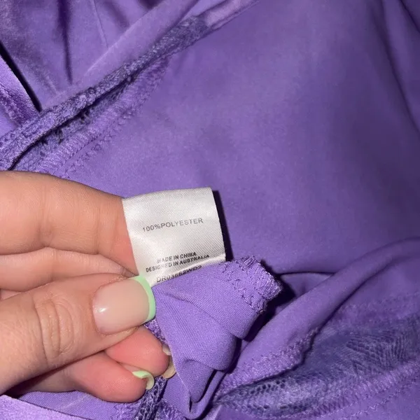 ✨Meshki Joslyn Satin Lace Slip Mini Purple Sz XL Dress✨ - Image 10