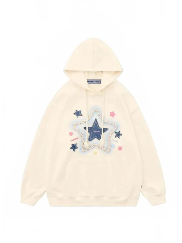 Aelfric Eden Denim Star Hoodie Oversized Sweatshirt Sweater Women's Size Medium - Image 2