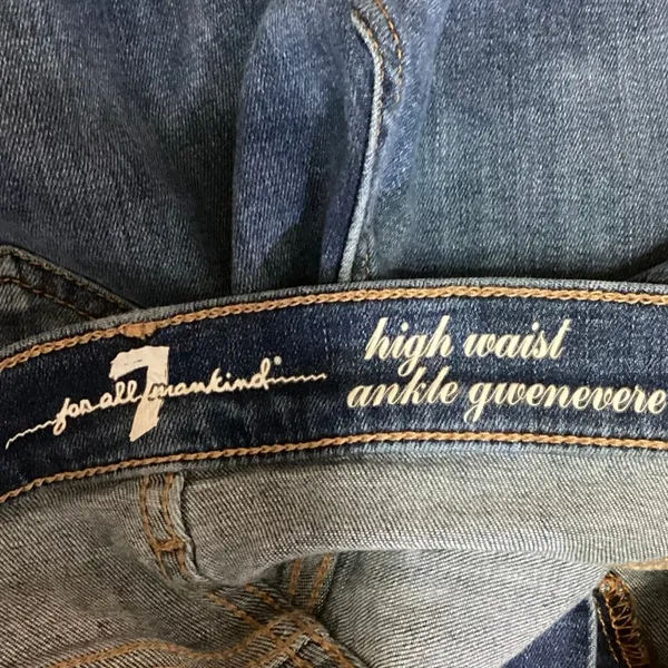 7 For All Mankind Blue High Rise Ankle Gwenevere Stretch Skinny Denim Jeans Sz S - Image 4