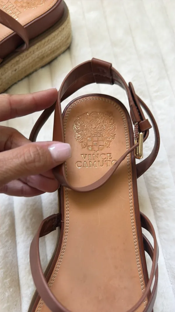 Vince Camuto Brown Platform Sandal Wedge - Image 4