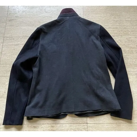 Ted Baker‎ London Blue Wool Sleeve Textured Coat Jacket Removable Collar Size 6 - Image 8
