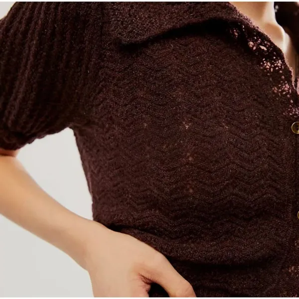 Free People Edie 100% Cashmere Cardigan Size S NWOT Fudge Brown - Image 4