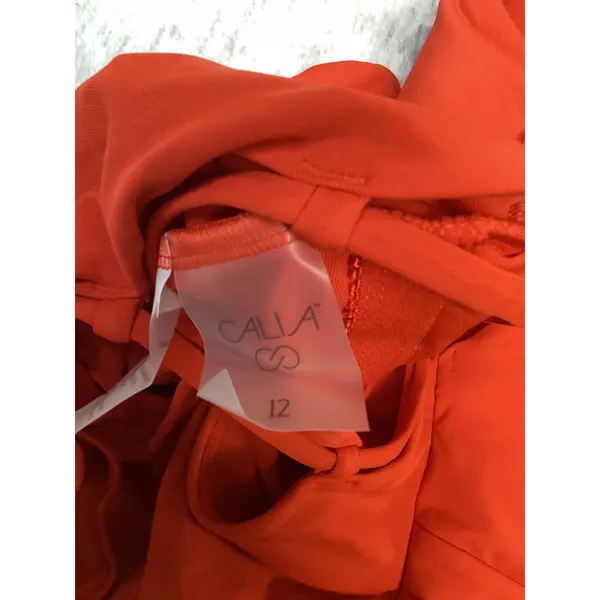 CALIA Carrie Underwood Red Lace Up Back One Piece Swimsuit Size 12 NWOT - Image 3