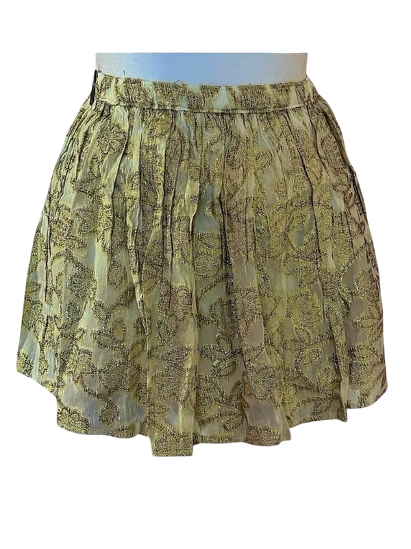 NWT Abercrombie Gold Metallic Floral Lace Mini Skirt Lined Shimmer Size M lace - Image 4