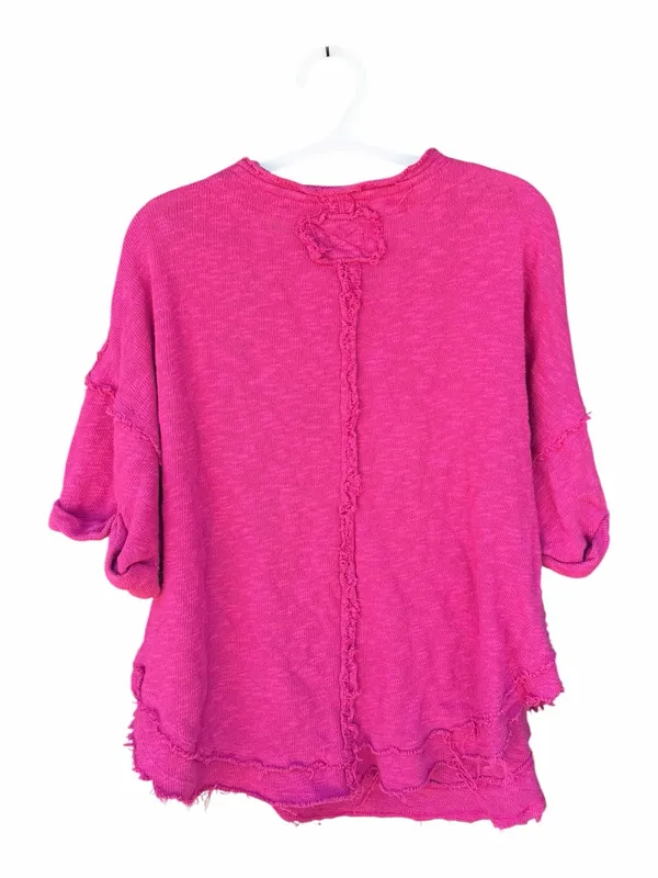 Free People We The Free Pink North Star T-Shirt Women’s M Oversized Raw Hem Boho - Image 5