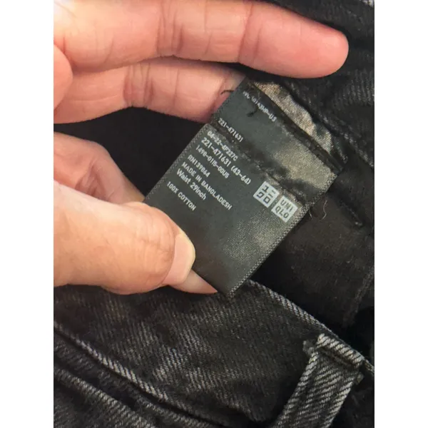 Uniqlo U Pleated Wide-Leg Jeans Black High Rise Denim 221-471631 Size 29 - Image 5