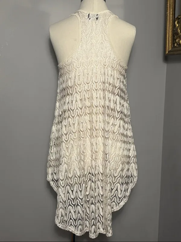 Elif for Jordan Taylor Medium VINTAGE Cream Crochet Lace Sleeveless Tunic - Image 2