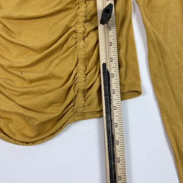 We The Free Shirt Womens‎ Small Mustard Yellow Ruched Long Sleeve Free People - Image 5