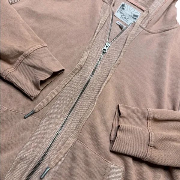 🌸 C&C California‎ Lightweight Zip Hoodie 🌅 Blush Pink Size Large - Image 2