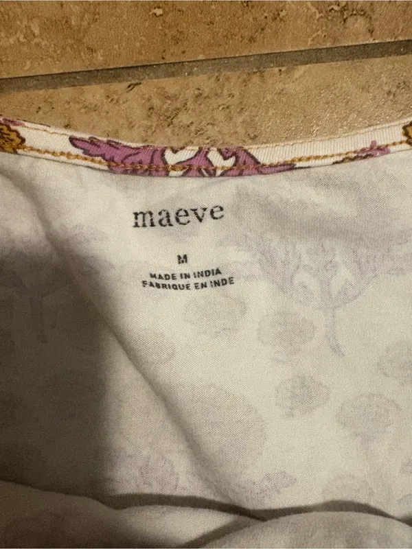 Maeve White Floral Print Camisole with Mustard Trim - Image 2