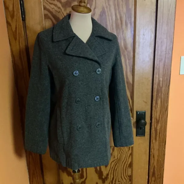 Vtg Y2K American Eagle Peacoat Gray Wool Blend Double Breasted Jacket M - Image 11