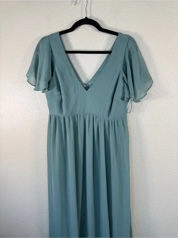 Birdy Grey Sage Green Maxi Bridesmaid Dress Womens M Formal Classic Gown Prom - Image 10