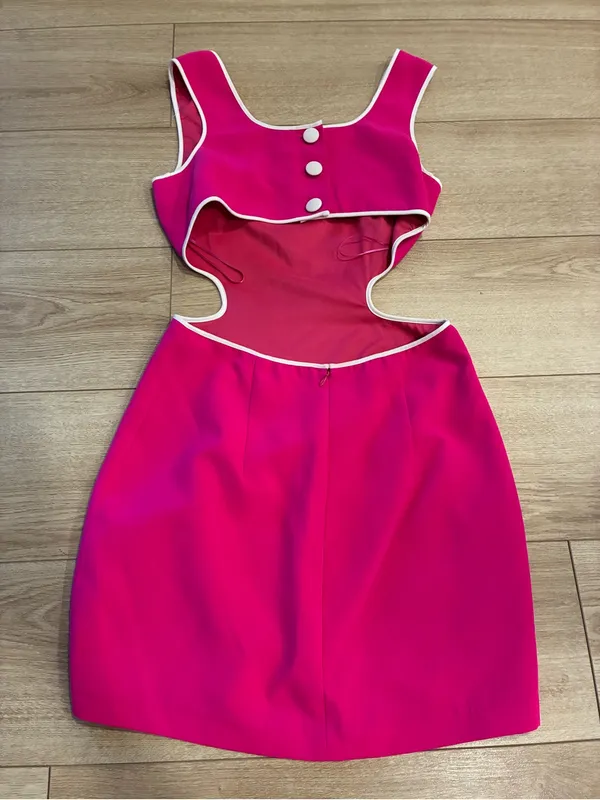 Amanda Uprichard Women’s Beeba Dress Hot Pink White Mini Open Back Size M - Image 5