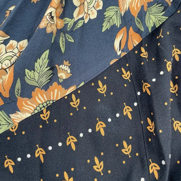 Farm Rio Boho Floral Maxi Skirt Black Tan Blue Mixed Flower Print Cottage Size S - Image 9