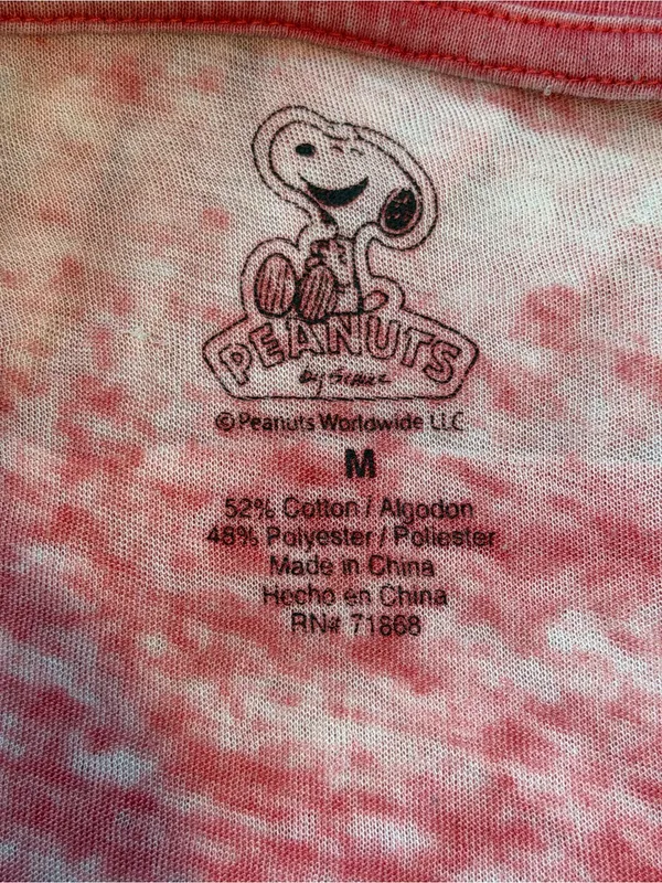 Peanuts Snoopy Pink Burnout Baseball Graphic Tee Size M Y2K - Image 7