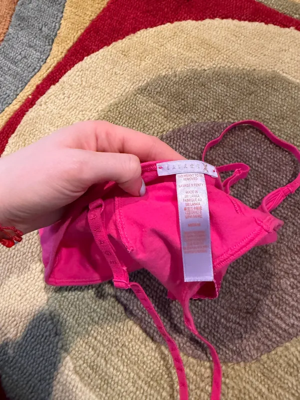 Savage X Fenty Cotton Jersey Bralette Logo Straps Un-Padded Pink Size Medium - Image 4