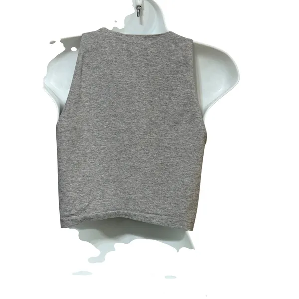 Aritzia Tna Heather Grey High Neck Cropped Tank Top Medium CSJ3-10195-21 - Image 2
