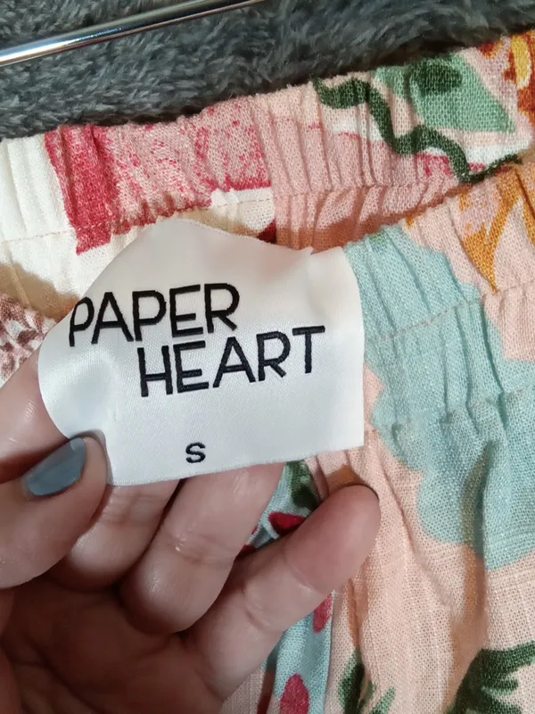 Paper Heart Wideleg Tropical Fruit Print Art To Wear Vacation Beach Womens Small - Image 2