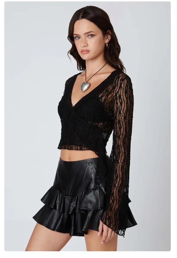 Cotton Candy LA Black Lace Top - Image 2