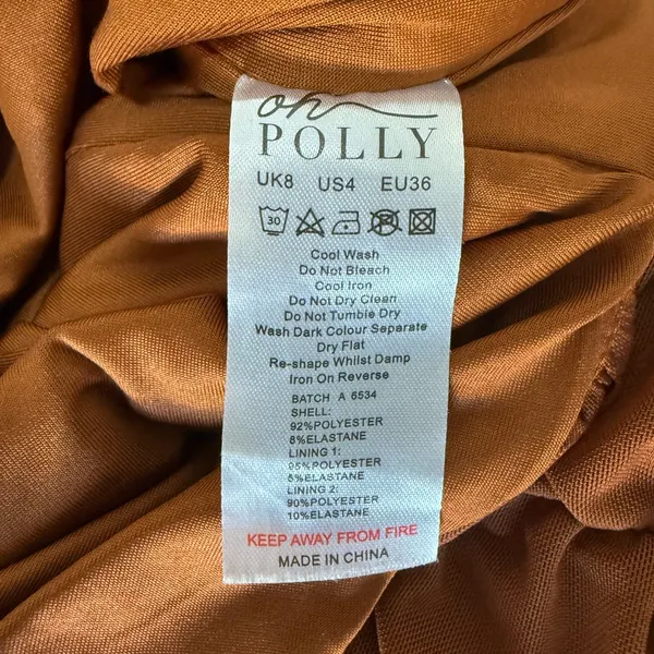 OH POLLY Cari Strapless Ruched Midi Midaxi Dress Copper Brown Size 4 NEW - Image 10