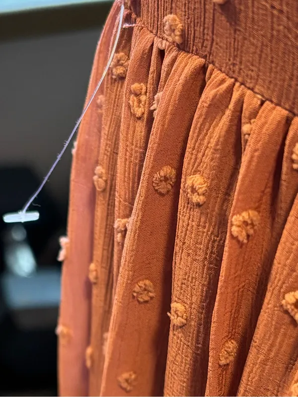Bohme Swiss Dot Tiered Maxi Dress Rust Mauve Size Medium NWOT - Image 7