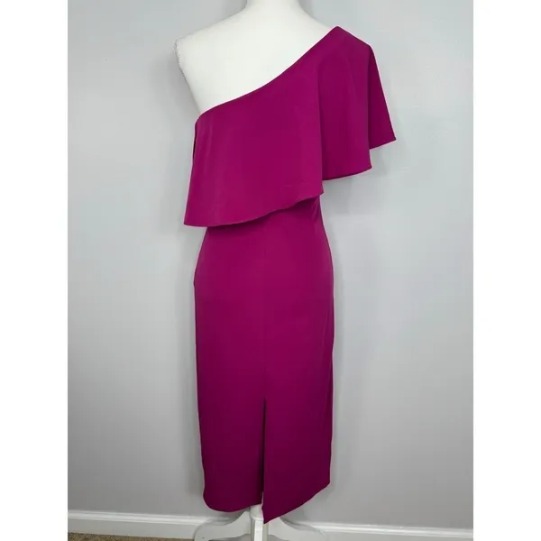 Lovers‎ + Friends Bentley One Shoulder Midi Dress XS Hot Pink Cocktail Party NEW - Image 9