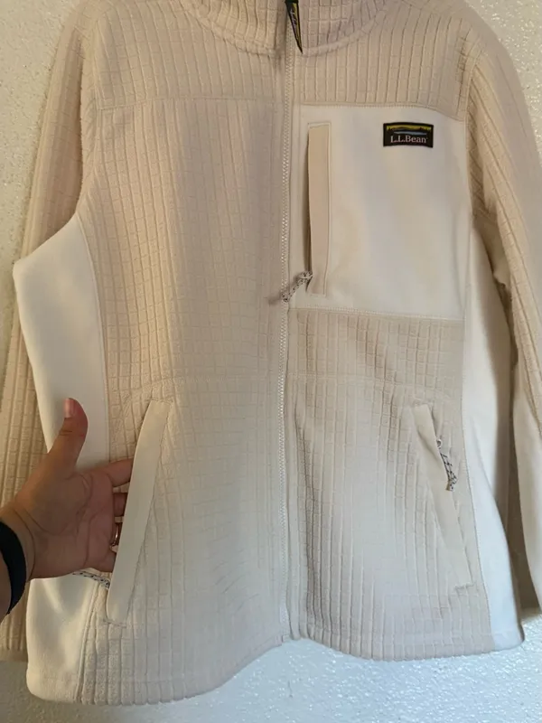 L.L. Bean Mountain Classic Windproof cream Fleece full zip up Jacket size XL - Image 9