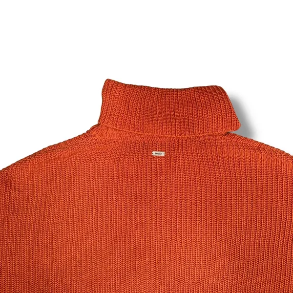 Barbour Stitch Cape Sweater Women Size 8 Orange Excellent Turtleneck Wool Blend - Image 3