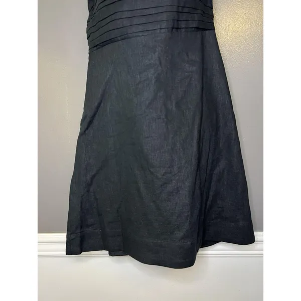 Abercrombie & Fitch Dress Womens Large Tall Black Linen Pleated Sundress - Image 3