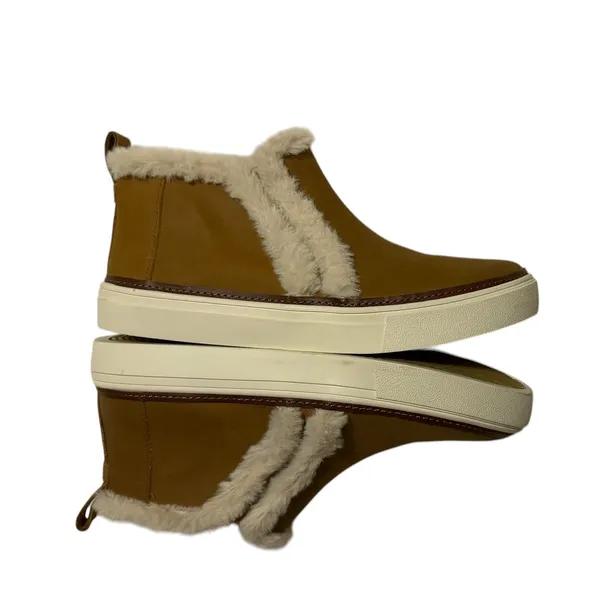 TOMS Women Brown Faux Shearling Trim Ankle Boots Slip On Sneaker Bootie 10018928 - Image 6