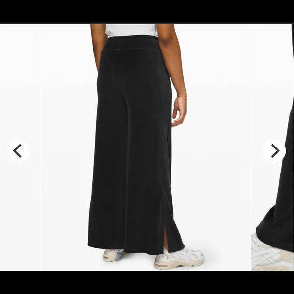 Lululemon Morning Restore black velour side slit at bottom high waisted size 6 - Image 6
