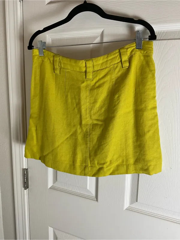 Free People Can't Blame Me Linen Blend Mini Skirt Size 6 Lime Yellow Mini - Image 6