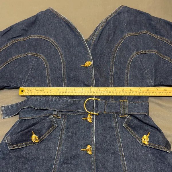 Commense Pocketed Belted Denim Dress - Image 4