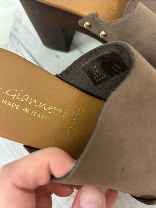 A.Giannetti Genuine Leather Heeled Mules Sandals Size 7.5 - Image 4