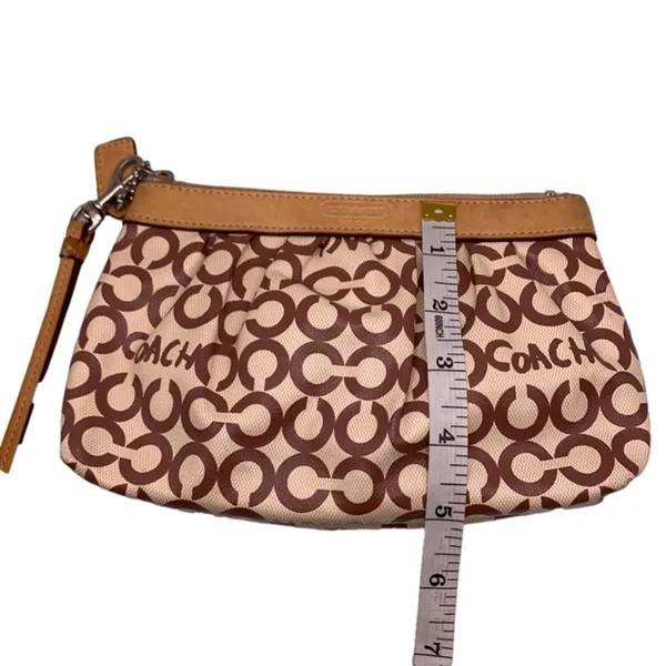 COACH Signature Brown Coated Canvas Wristlet - Image 8