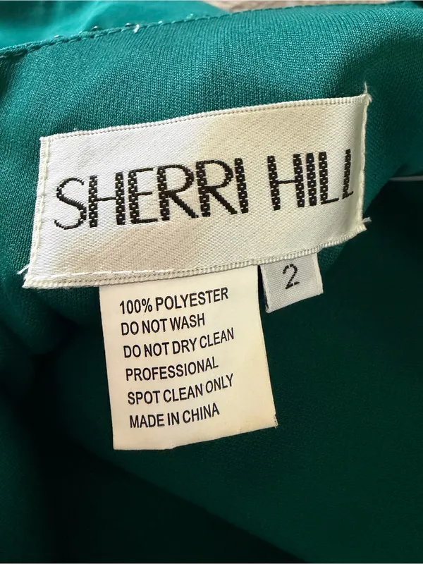Sherri Hill Teal Beaded Halter Prom Gown with Side Slit - Image 7