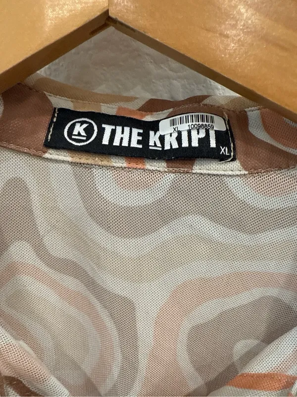 The Kript XL Psychedelic Swirl Mesh Button Front Crop Top Y2K - Image 3