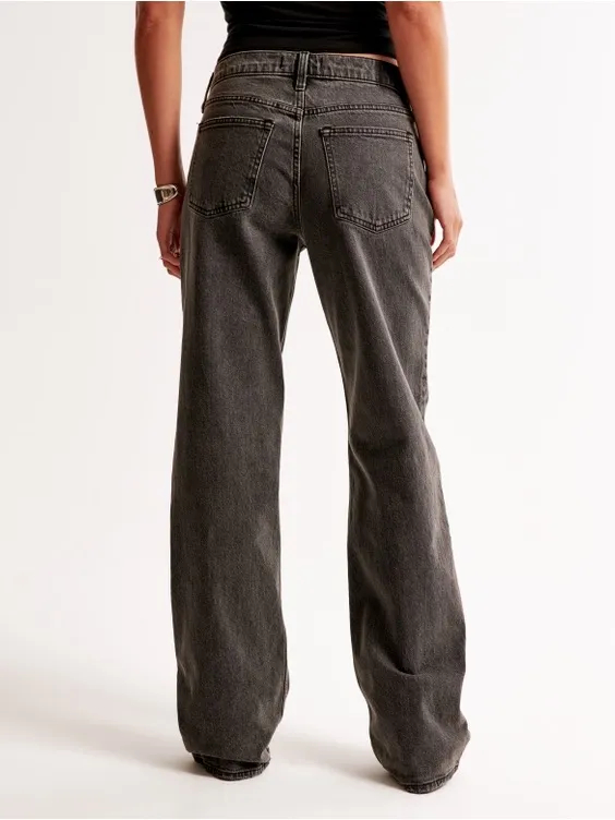 Abercrombie & Fitch Baggy Low Rise Jeans Gray Size 24 Short Distressed Hem - Image 2