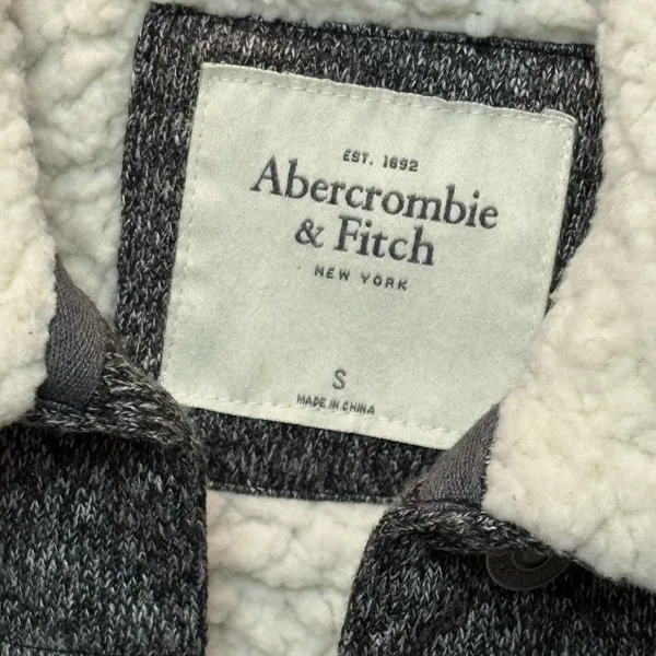 Abercrombie & Fitch Jacket Women's S Gray Knit Sherpa Lined Trucker - Image 3
