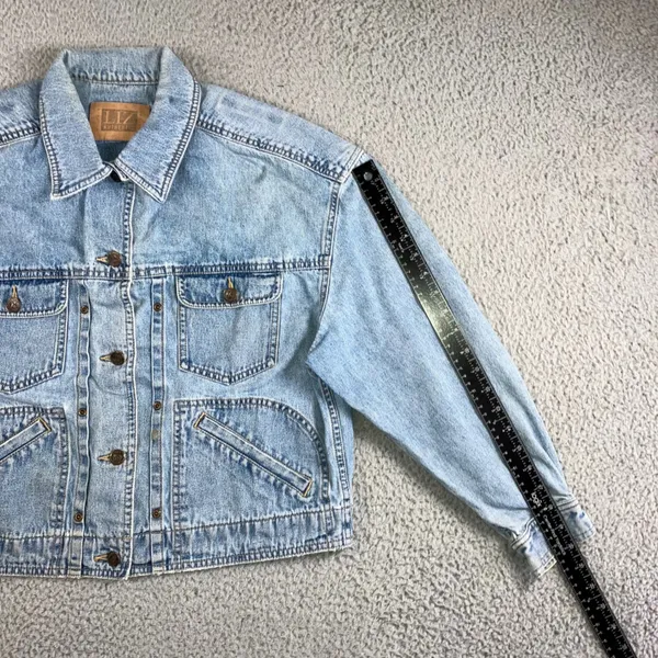 Liz Authentic Denim Jacket Women L Vintage‎ 90s Trucker Indie Grunge Utility - Image 8