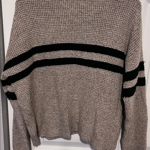 Kerisma beige sweater with black stripe has some angora and wool size s/m - Image 3